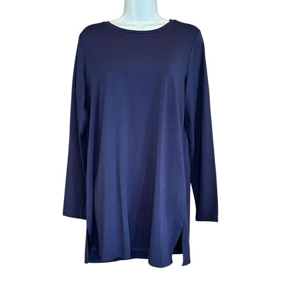 Eileen Fisher Boxy Stretch Tencel Lyosell Tunic in Midnight Blue NWT Size Medium - Picture 1 of 5